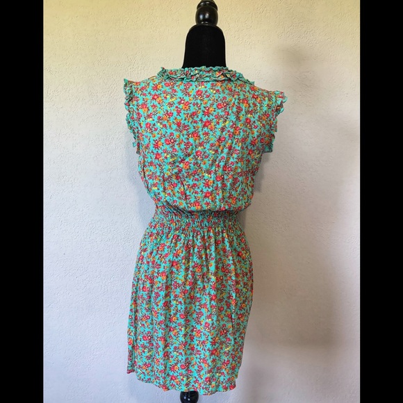 Floral Ruffled Cotton Dress Sz L - Picture 2 of 6